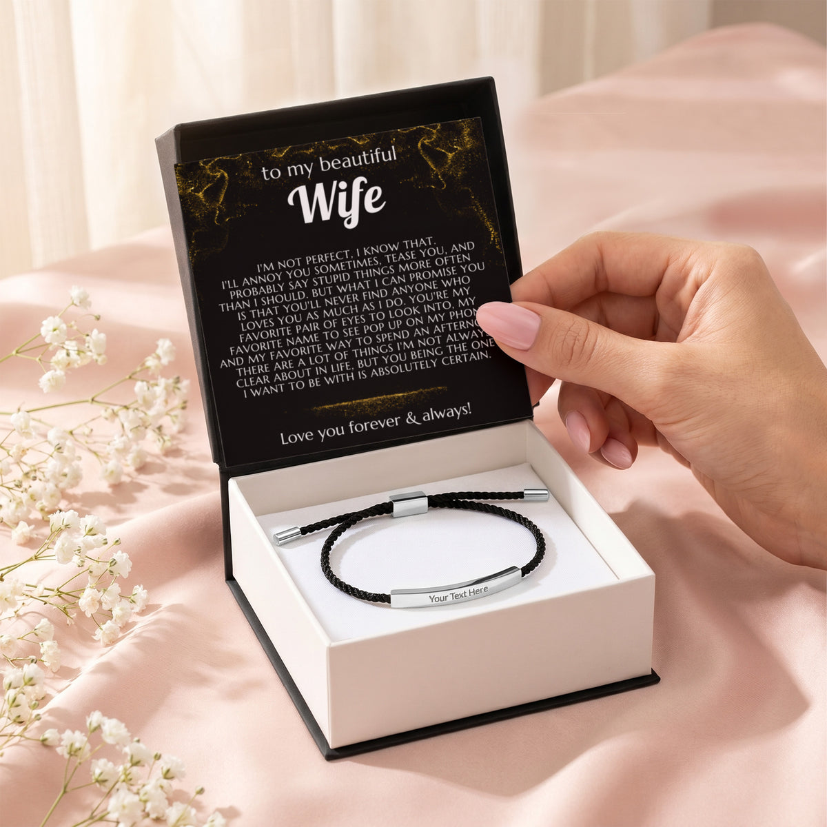To My Wife Engraved Nylon Bar Bracelet