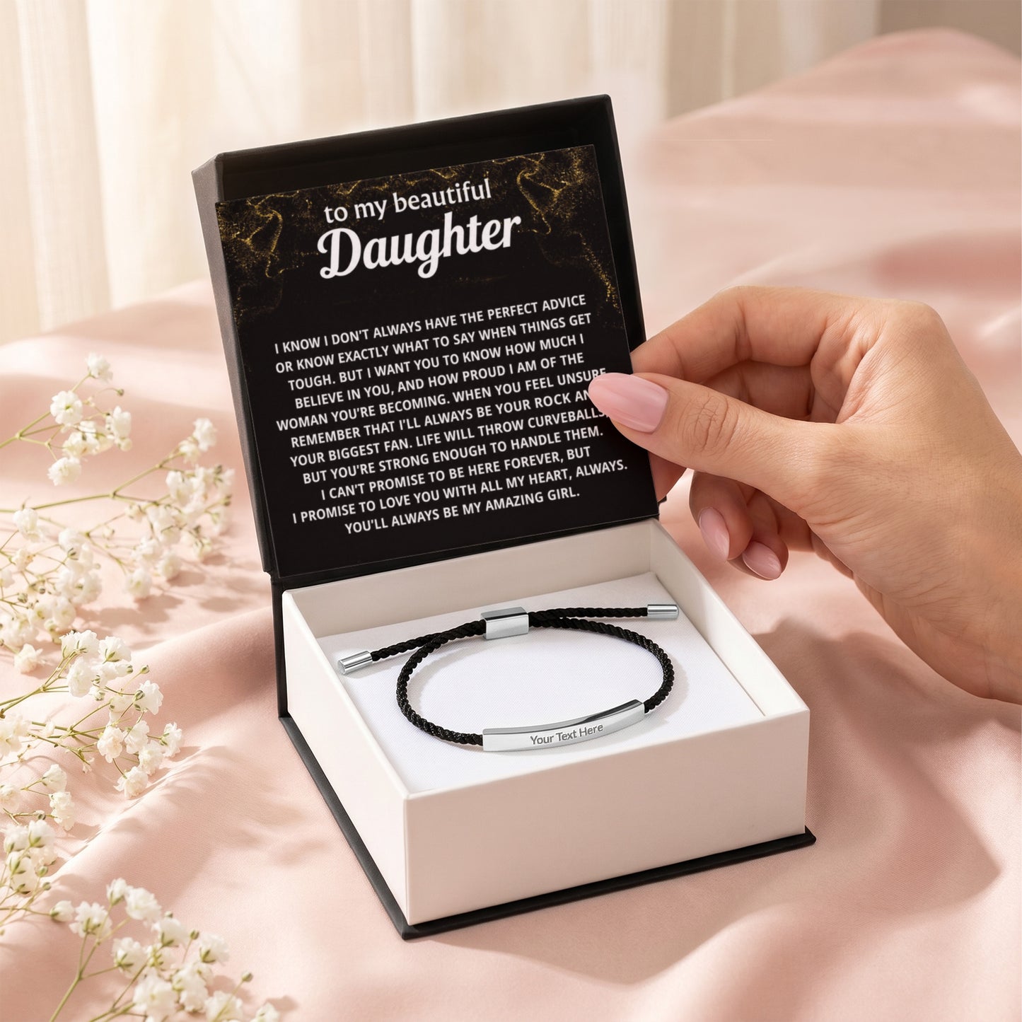 To My Daughter Engraved Nylon Bar Bracelet