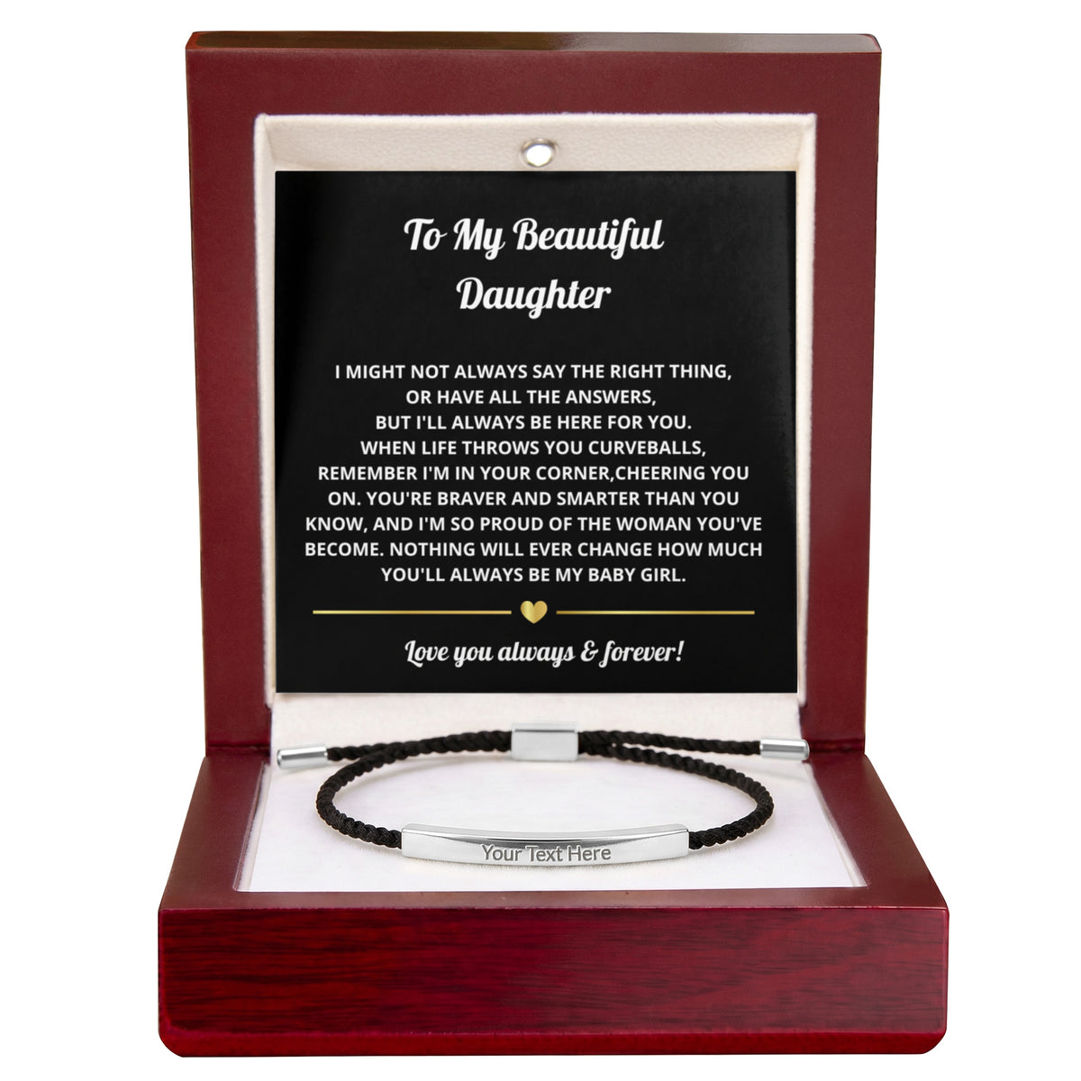 To My Daughter Engraved Nylon Bar Bracelet