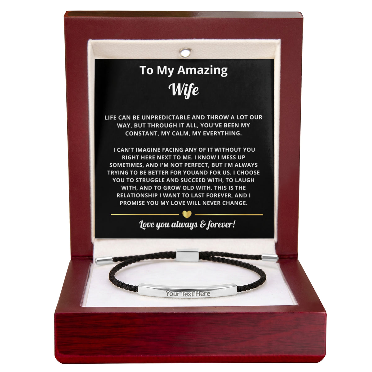 To My Amazing Wife Engraved Nylon Bar Bracelet