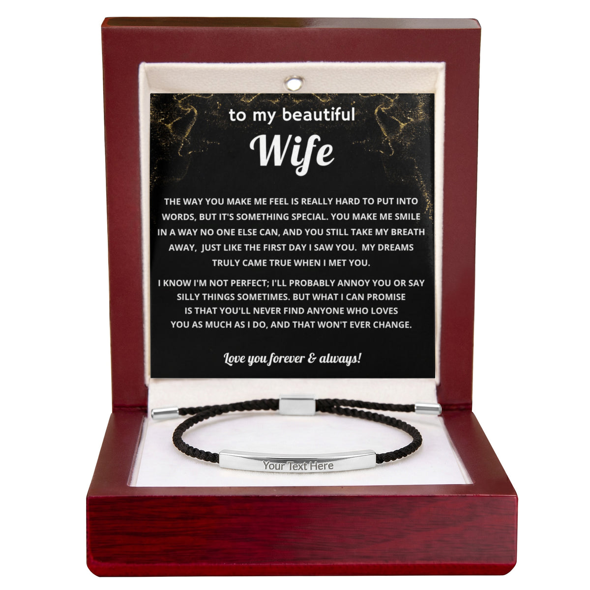 To My Wife Engraved Nylon Bar Bracelet