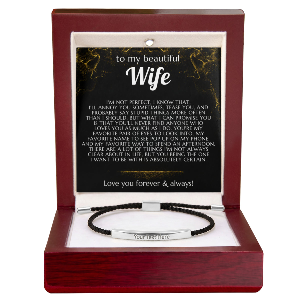 To My Wife Engraved Nylon Bar Bracelet