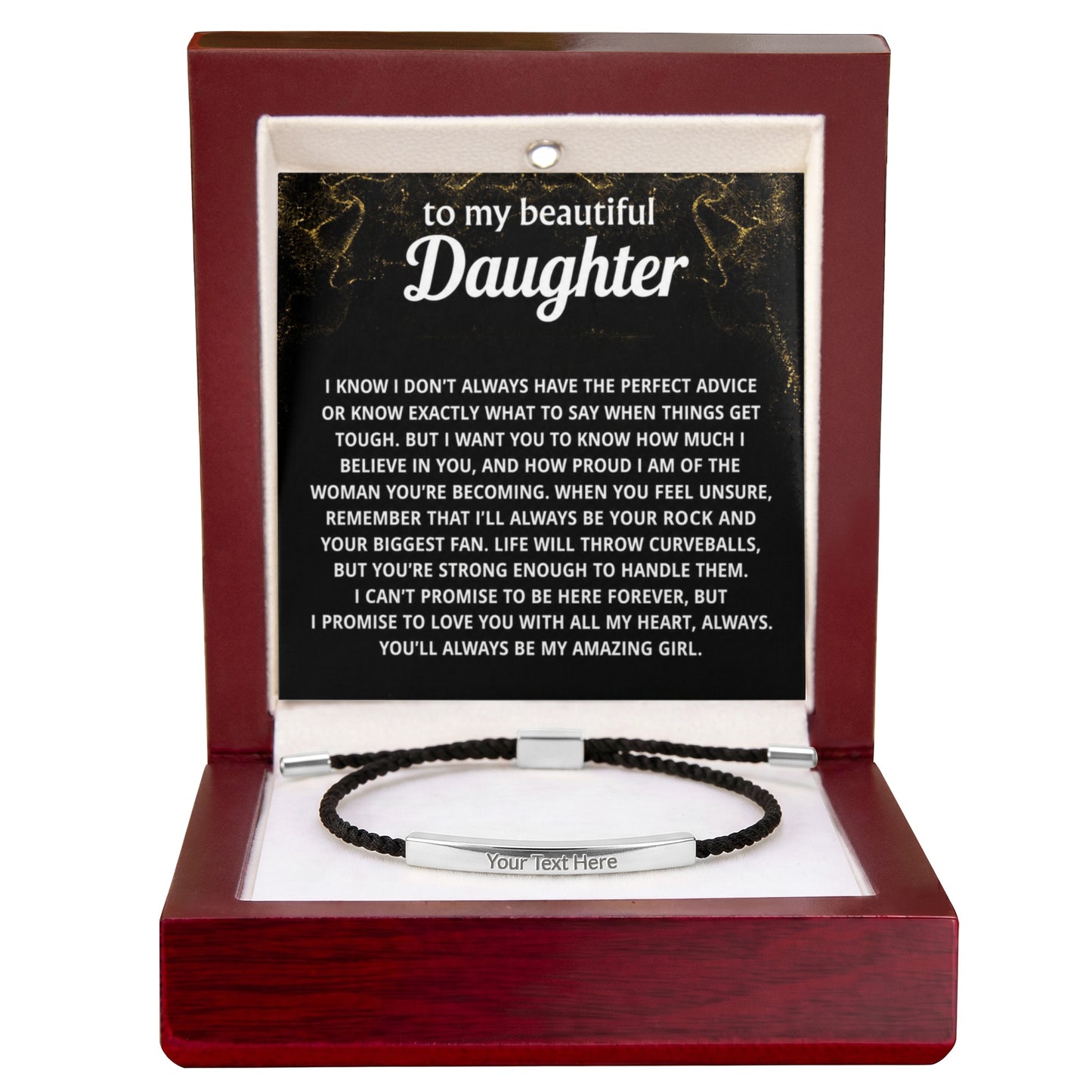 To My Daughter Engraved Nylon Bar Bracelet