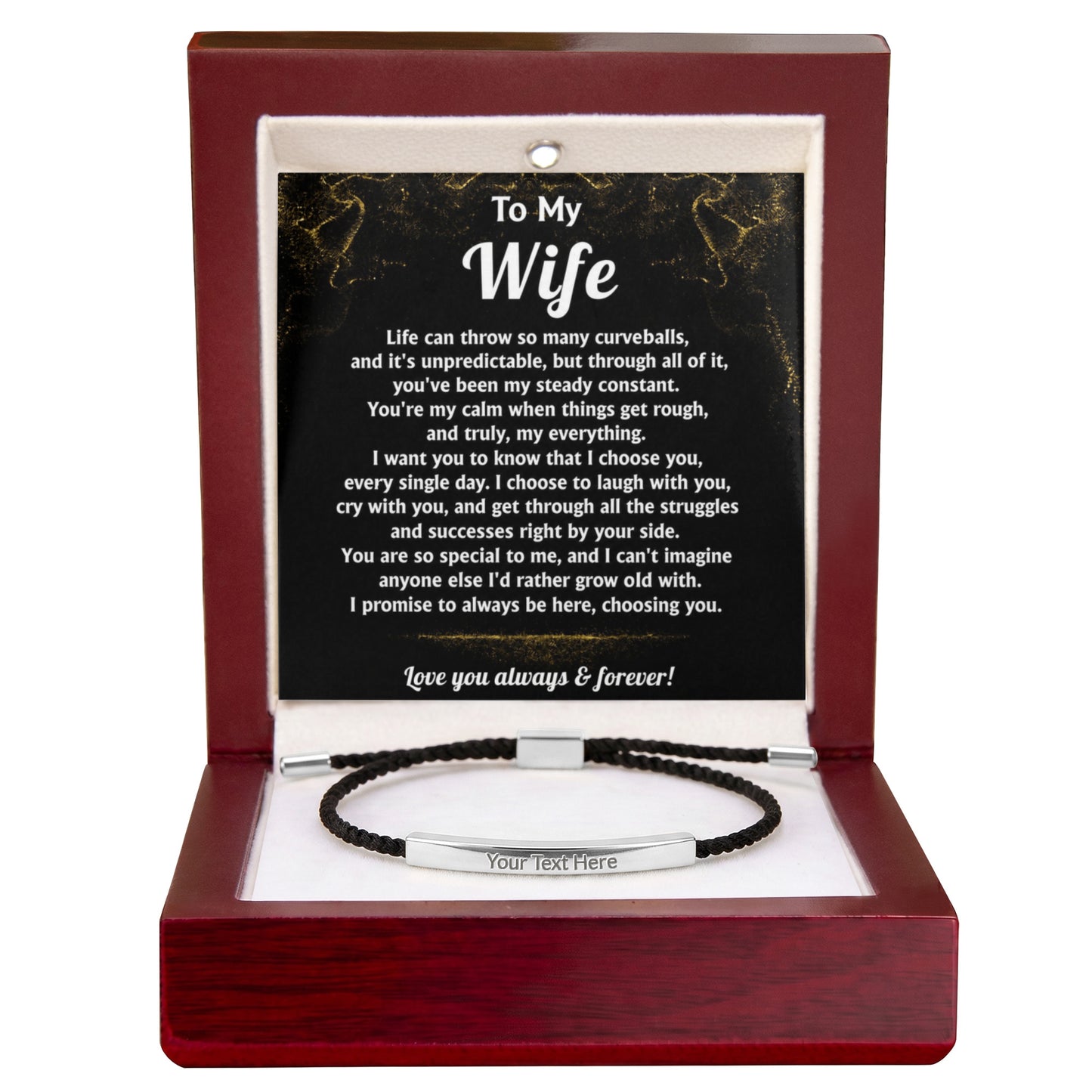 To MyWife Engraved Nylon Bar Bracelet