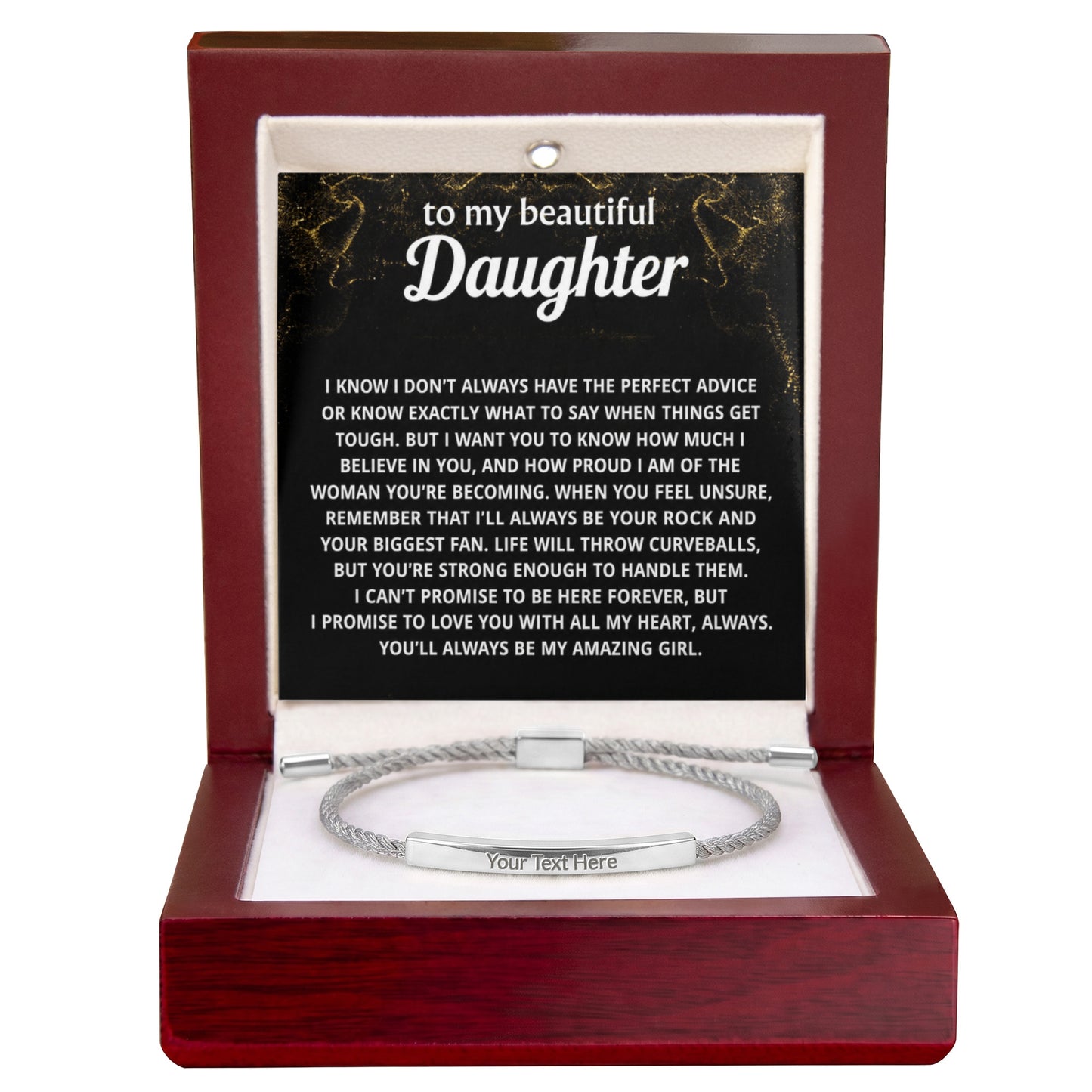 To My Daughter Engraved Nylon Bar Bracelet