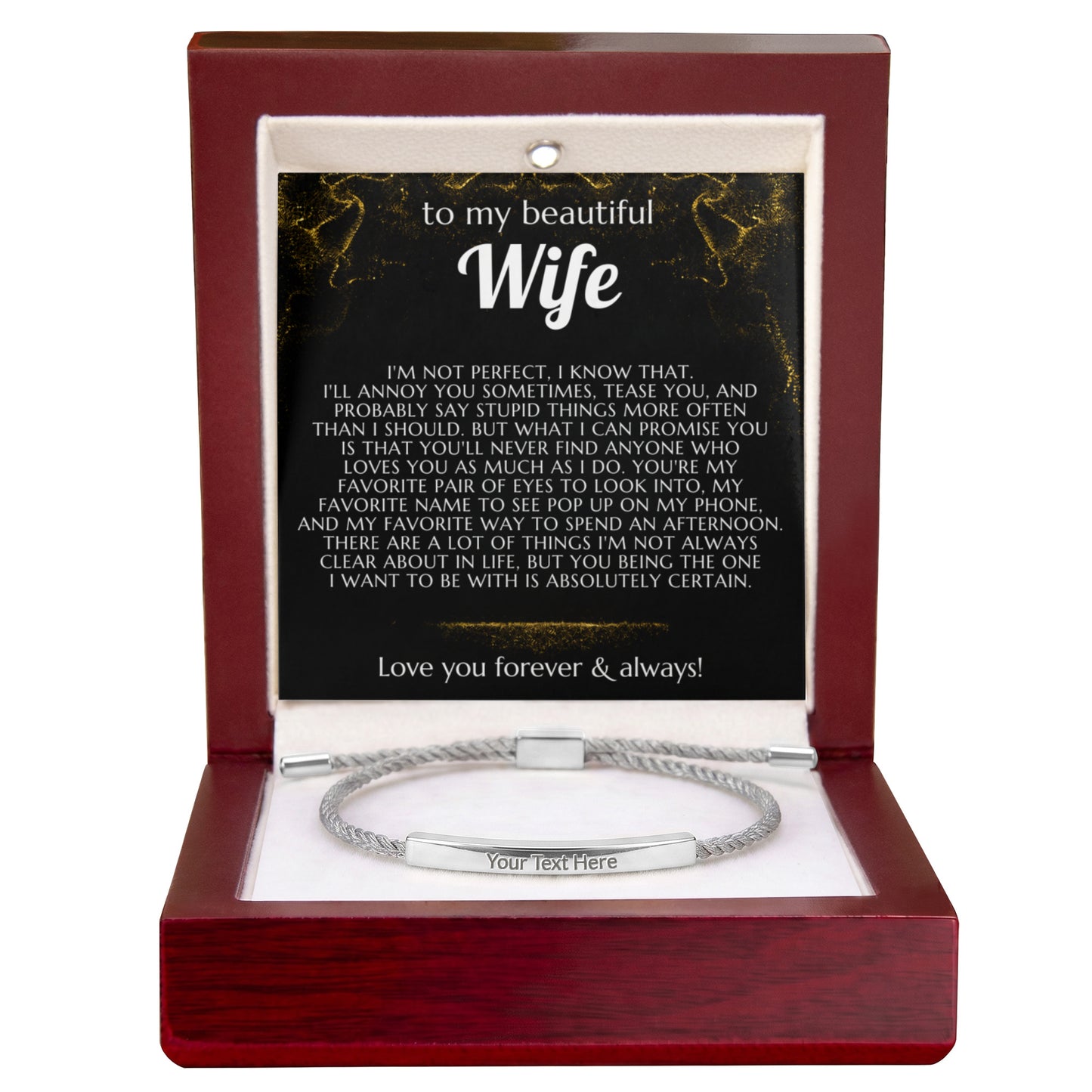 To My Wife Engraved Nylon Bar Bracelet