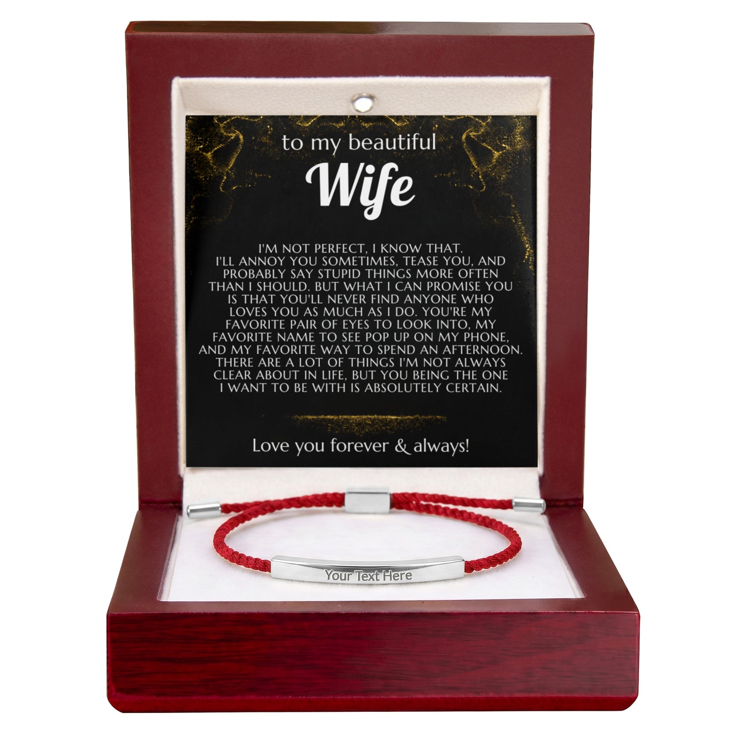 To My Wife Engraved Nylon Bar Bracelet