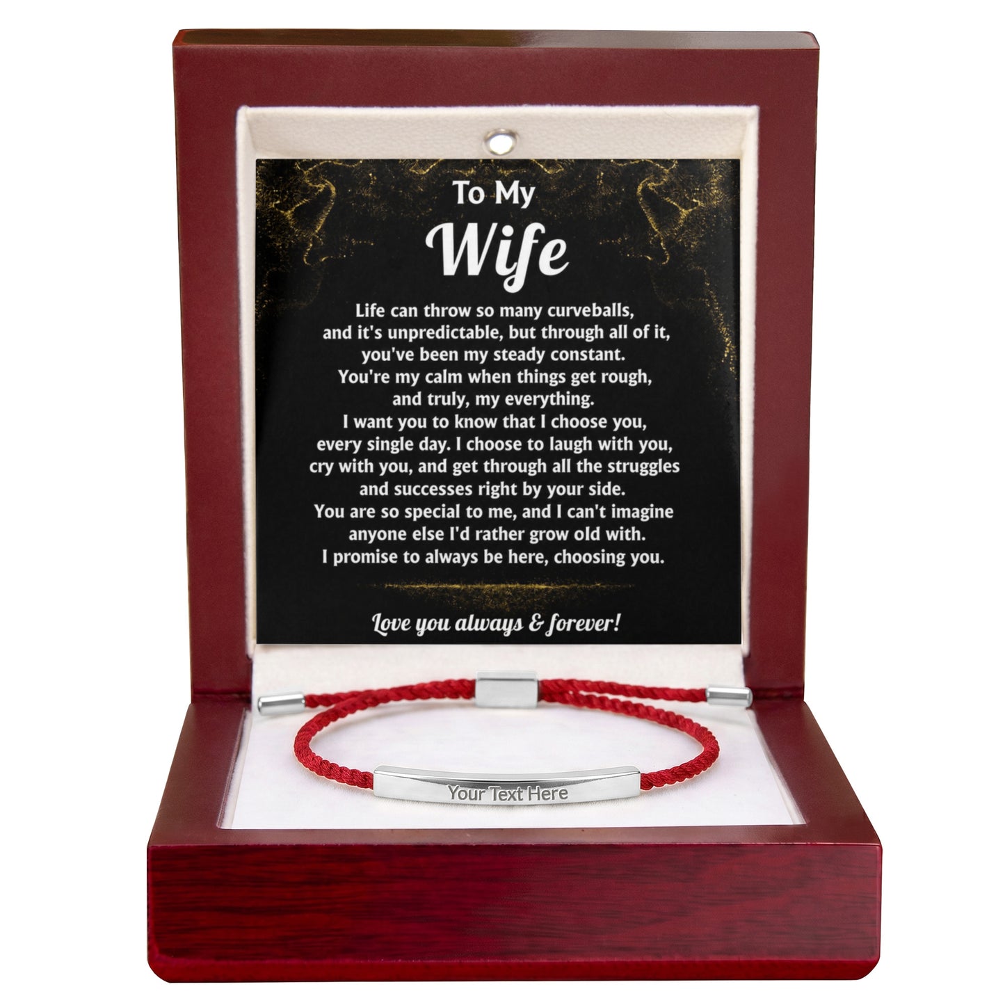 To MyWife Engraved Nylon Bar Bracelet