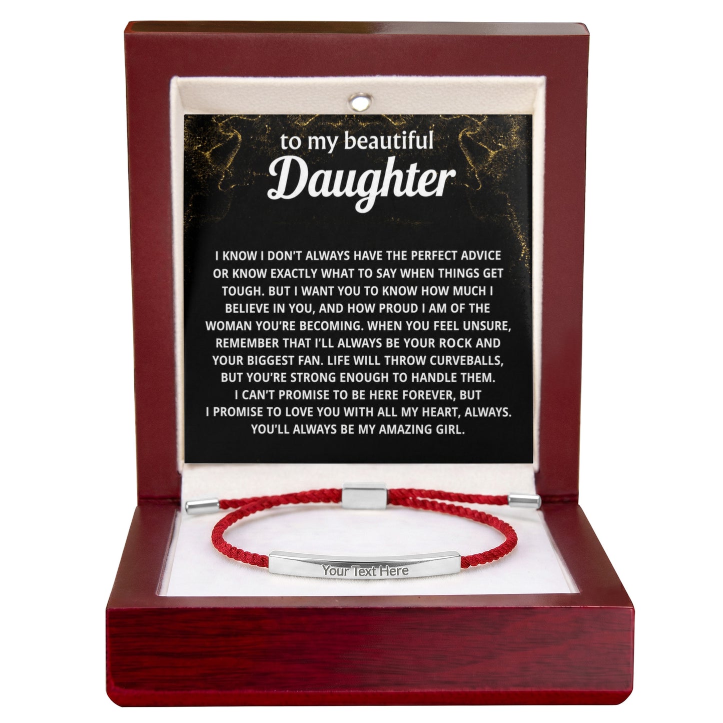 To My Daughter Engraved Nylon Bar Bracelet