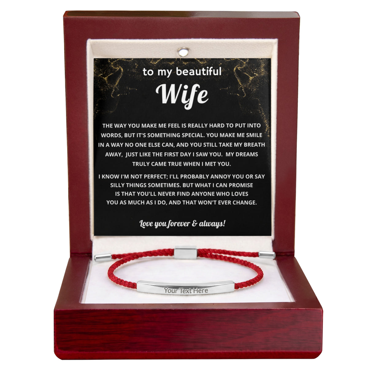To My Wife Engraved Nylon Bar Bracelet