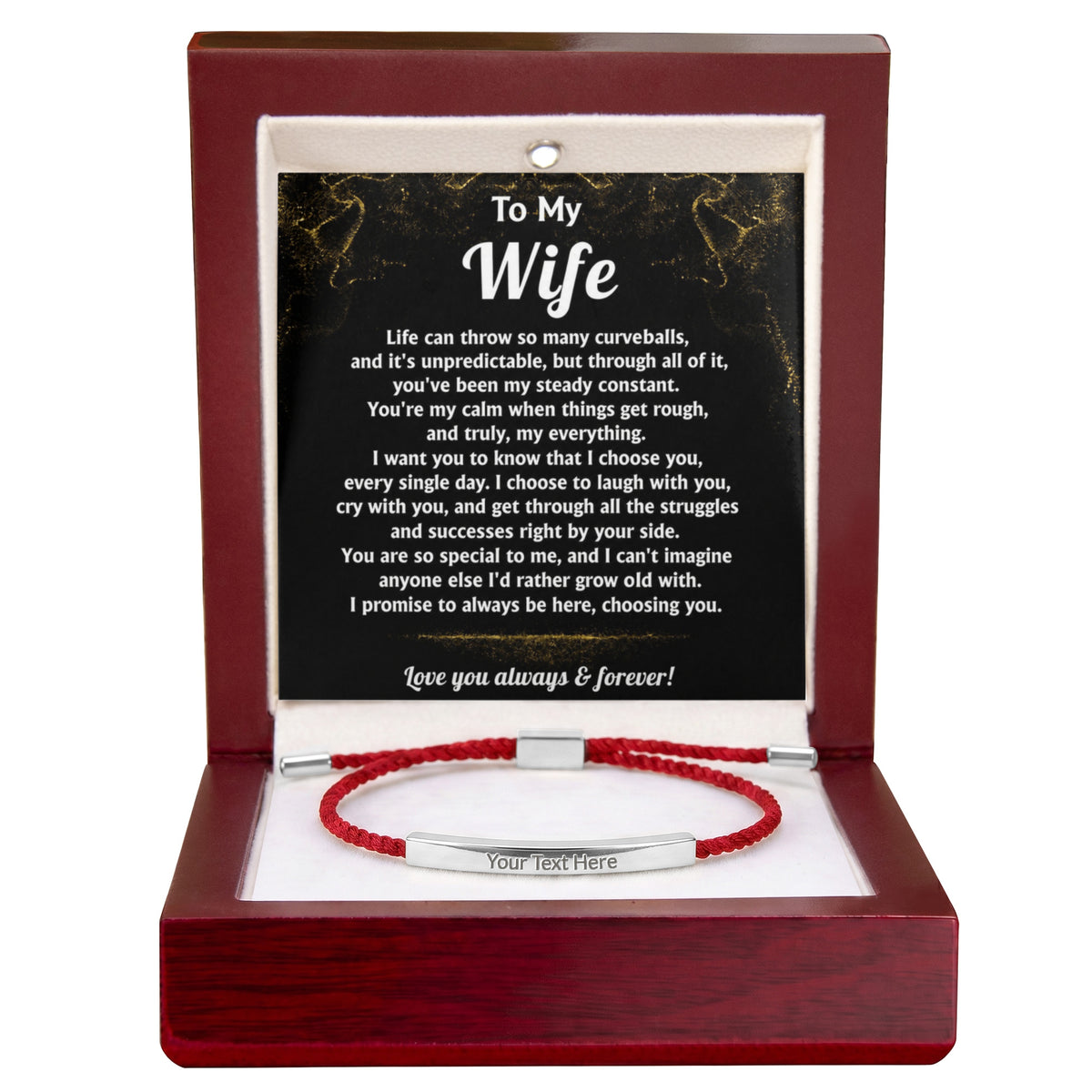 To My Wife Engraved Nylon Bar Bracelet