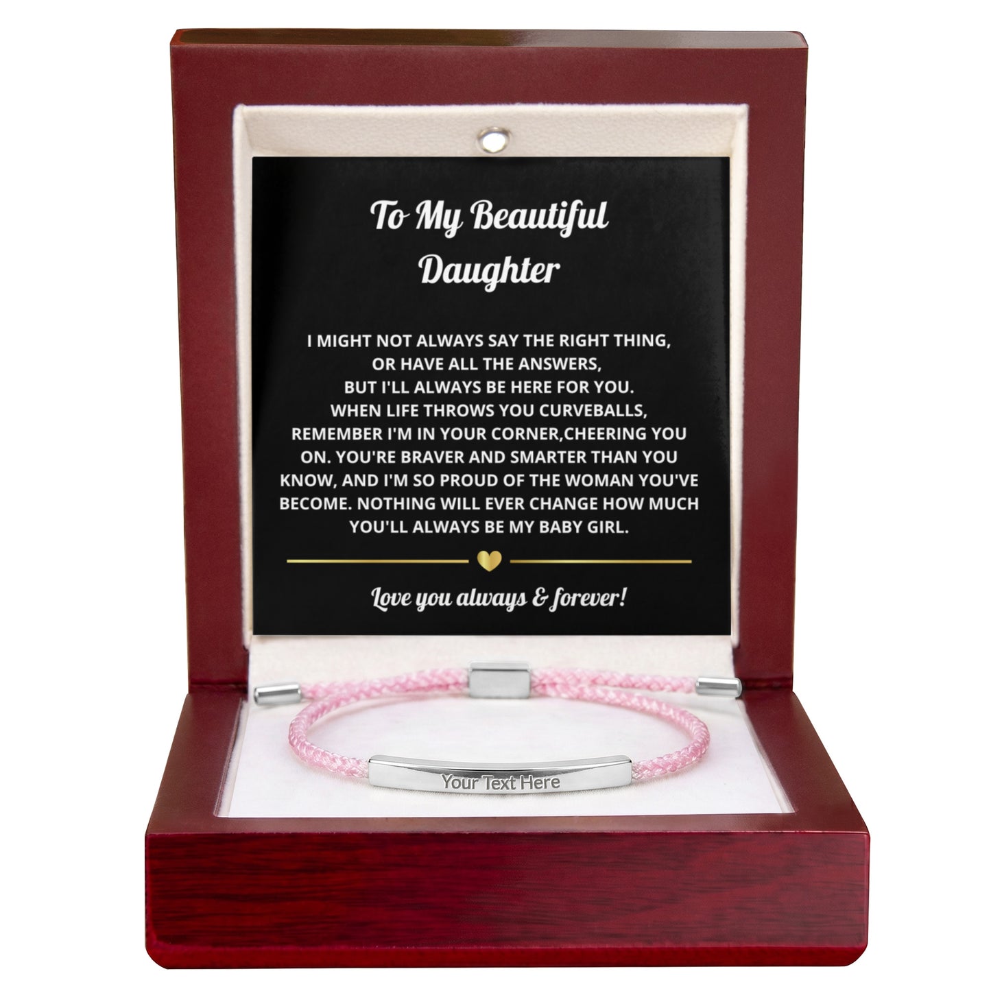 To My Daughter Engraved Nylon Bar Bracelet