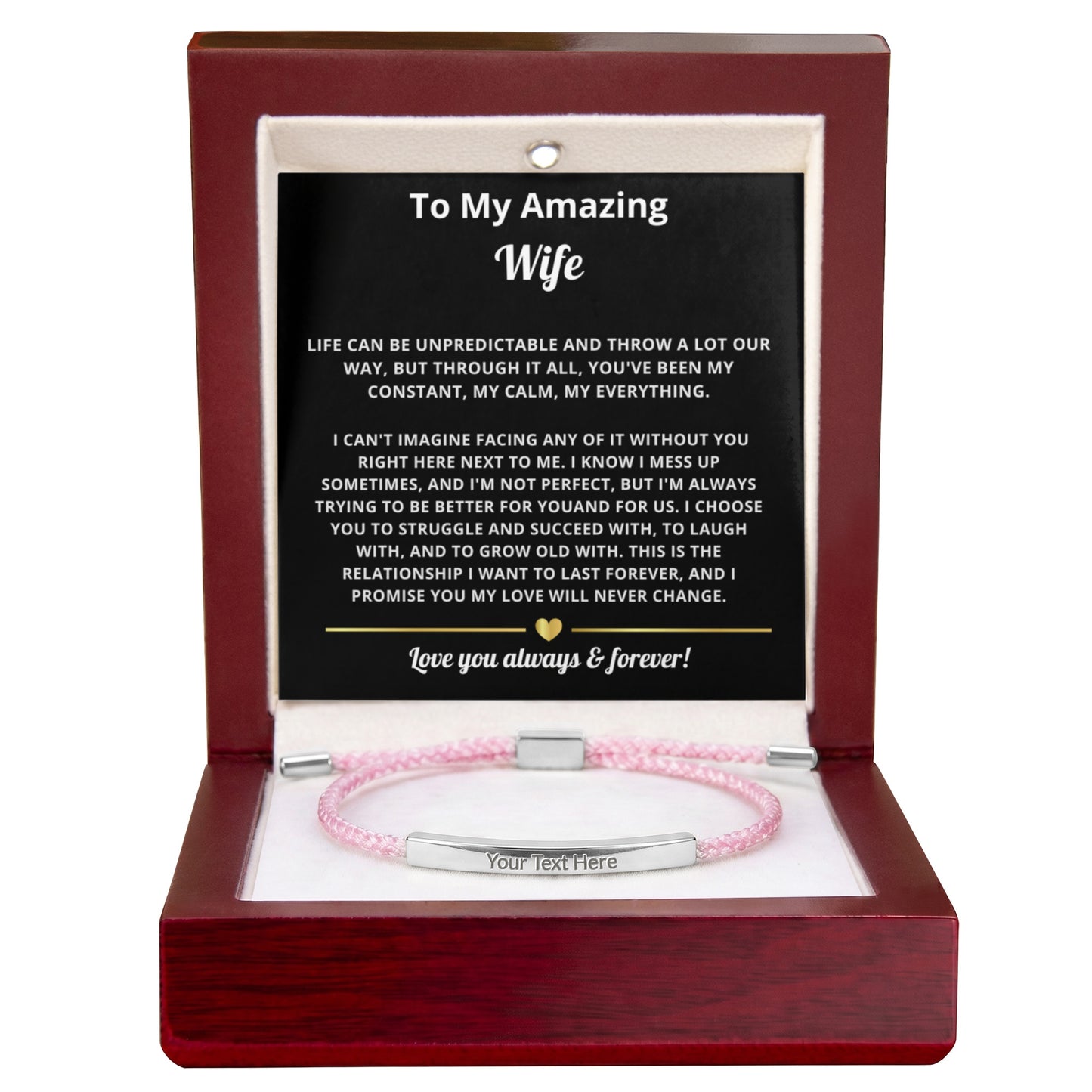 To My Amazing Wife Engraved Nylon Bar Bracelet