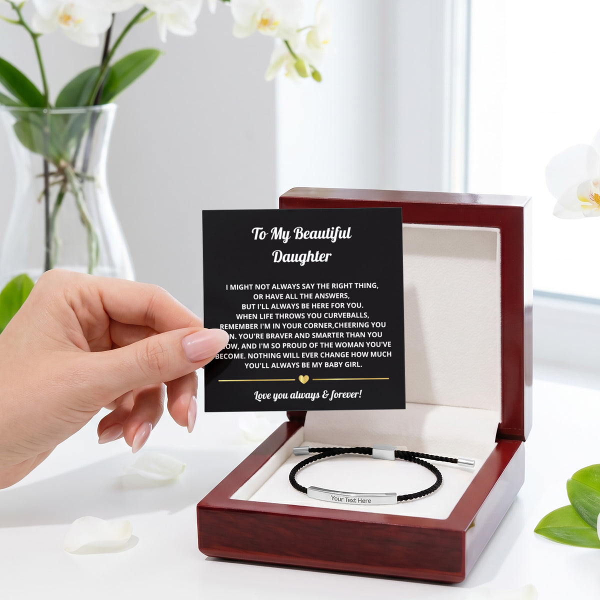 To My Daughter Engraved Nylon Bar Bracelet