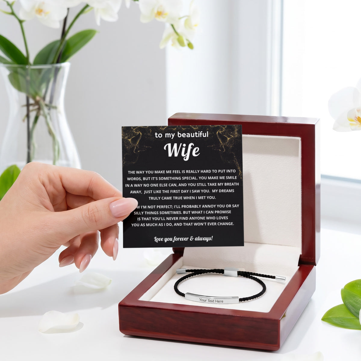 To My Wife Engraved Nylon Bar Bracelet