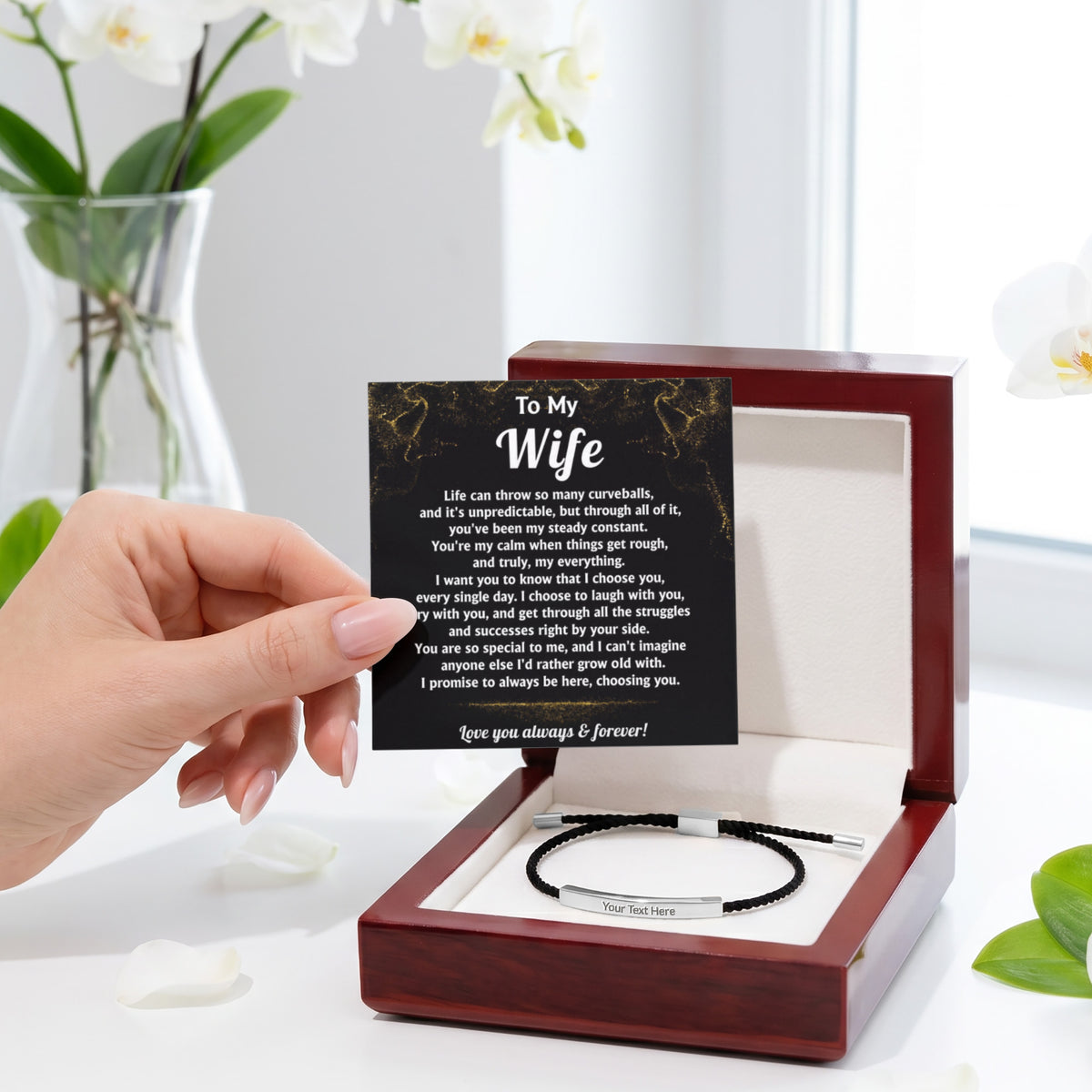 To My Wife Engraved Nylon Bar Bracelet