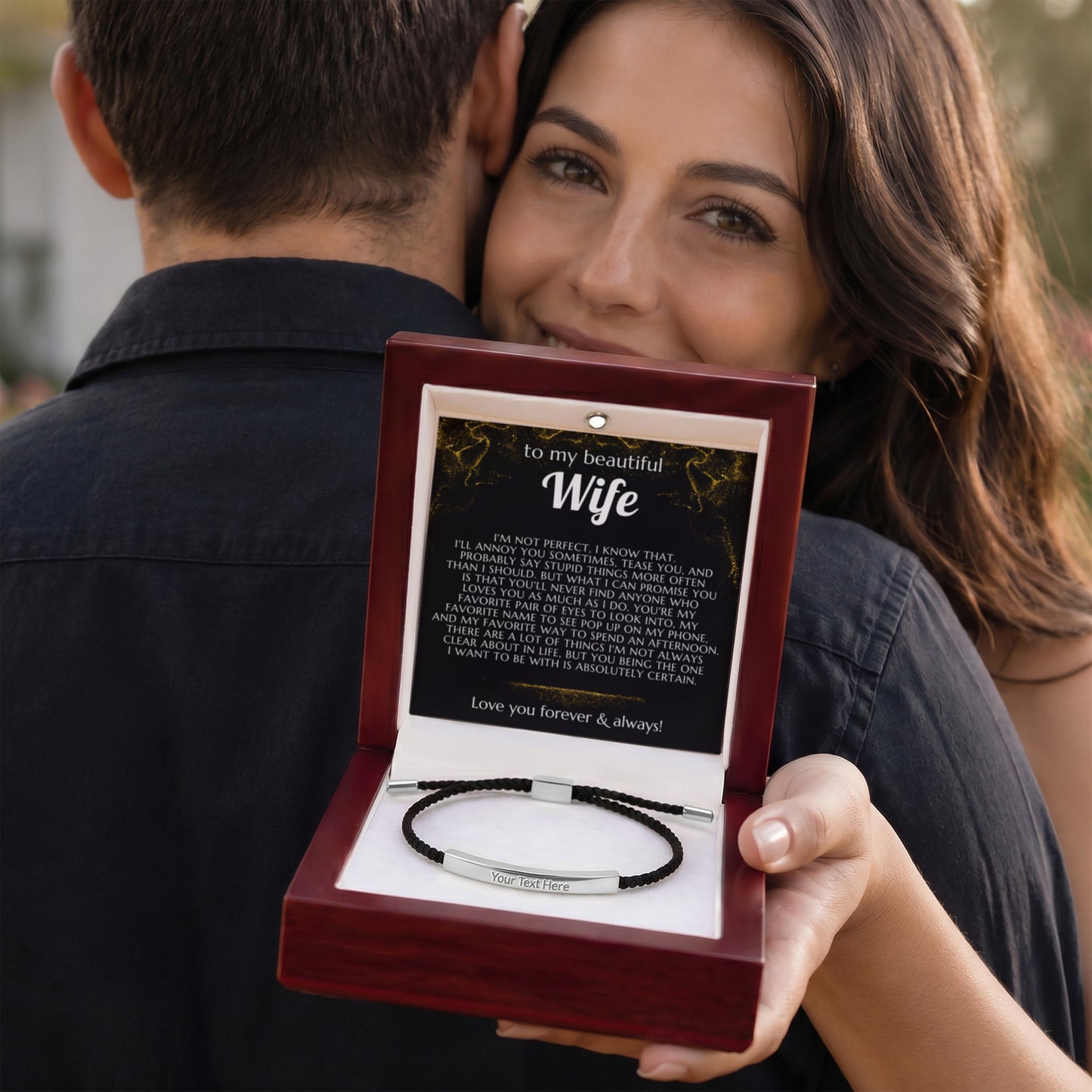 To My Wife Engraved Nylon Bar Bracelet