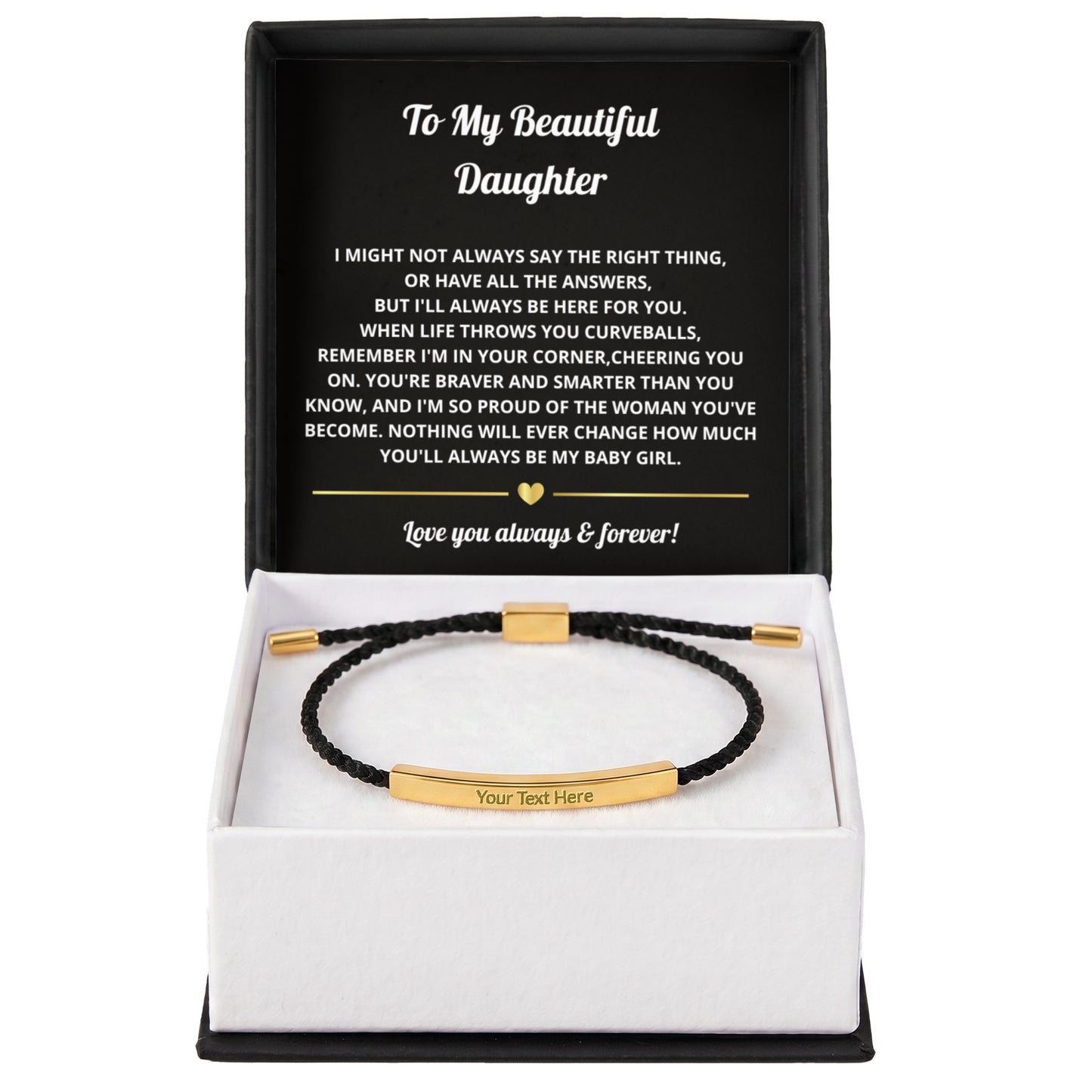 To My Daughter Engraved Nylon Bar Bracelet