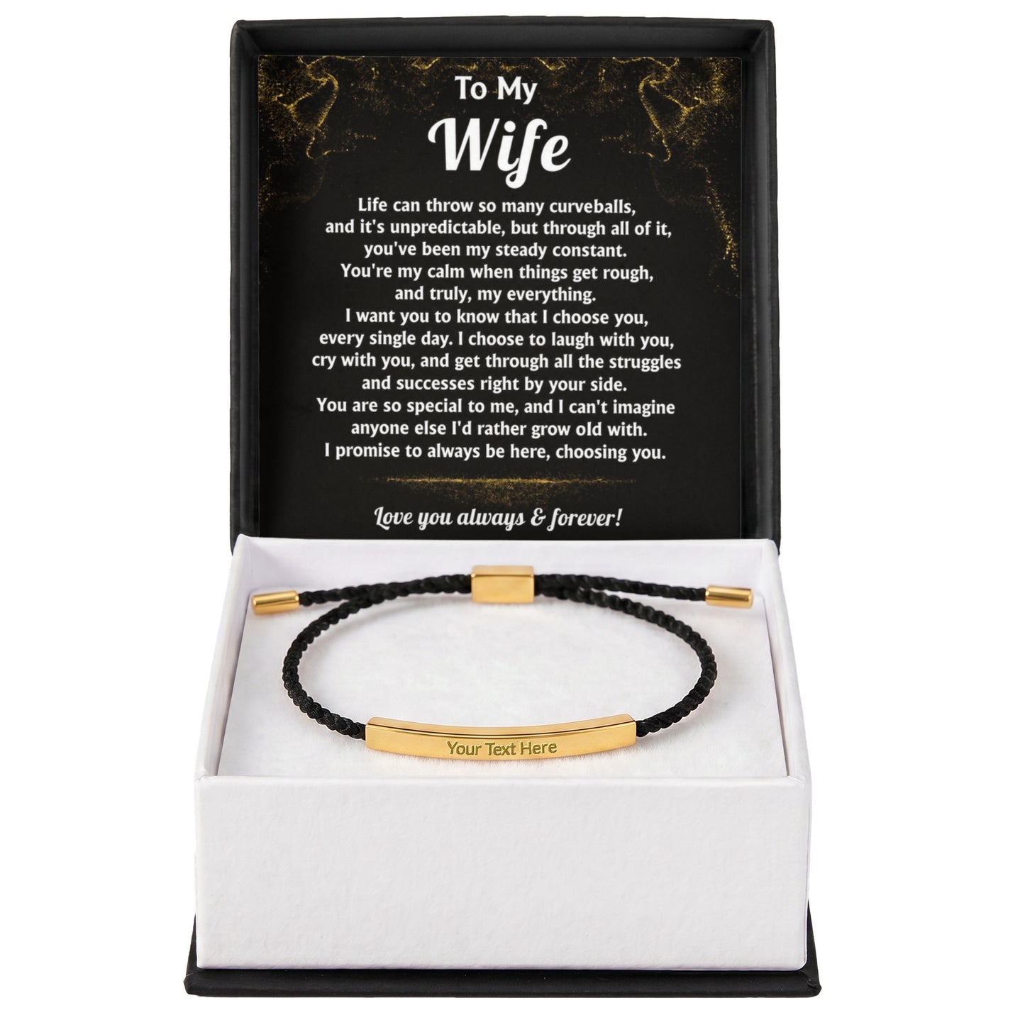 To My Wife Engraved Nylon Bar Bracelet