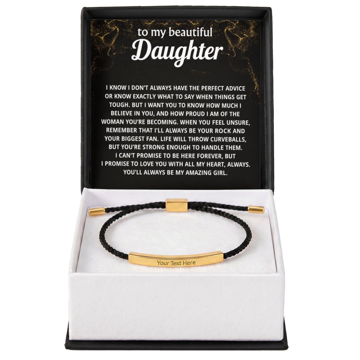 To My Daughter Engraved Nylon Bar Bracelet