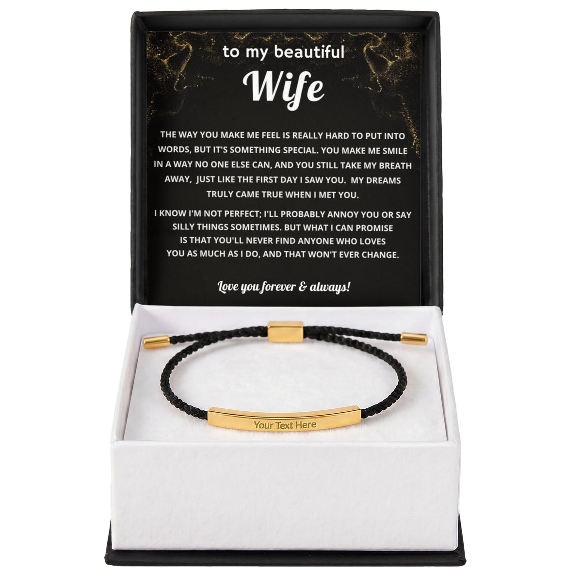 To My Wife Engraved Nylon Bar Bracelet