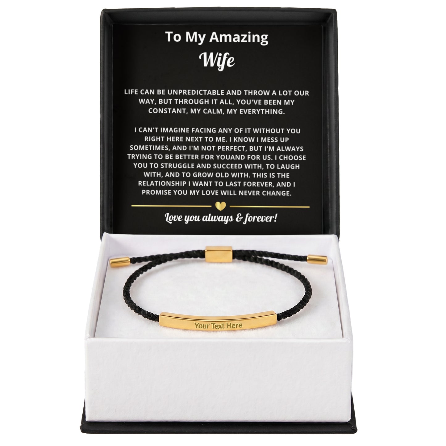 To My Amazing Wife Engraved Nylon Bar Bracelet