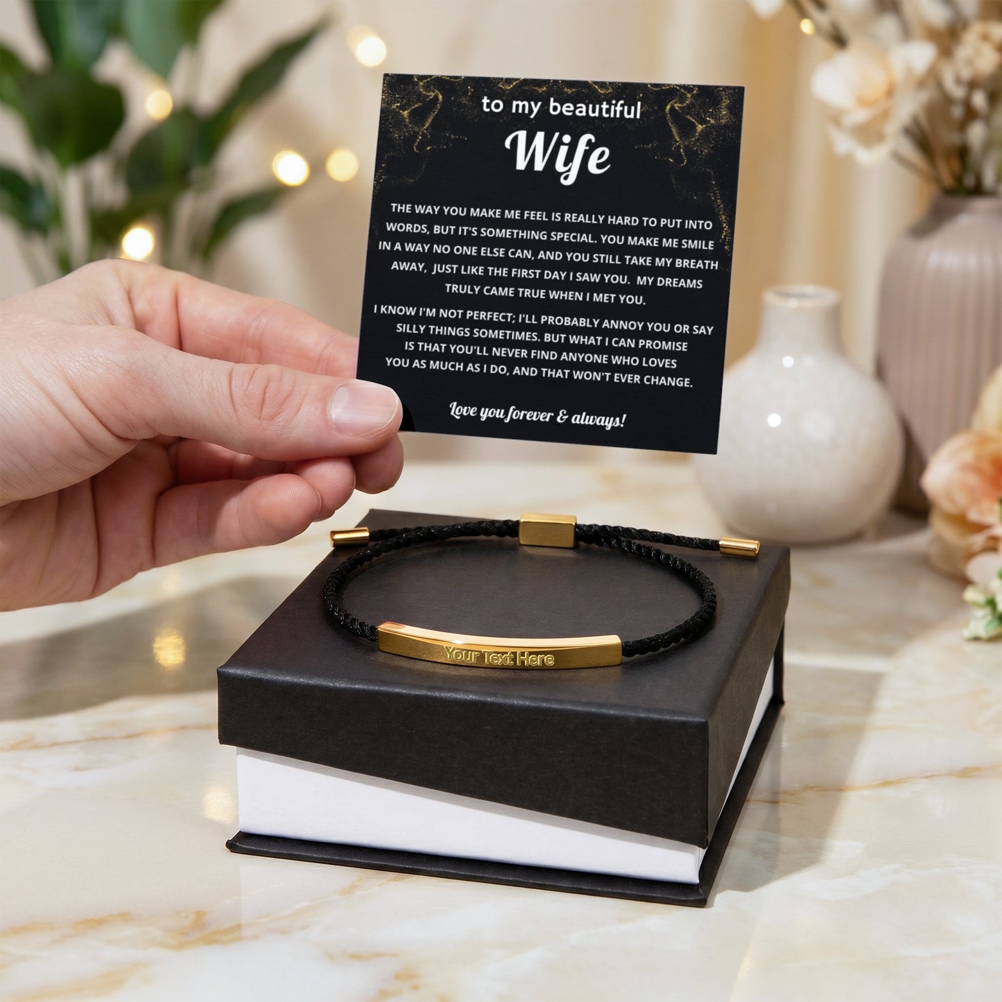 To My Wife Engraved Nylon Bar Bracelet