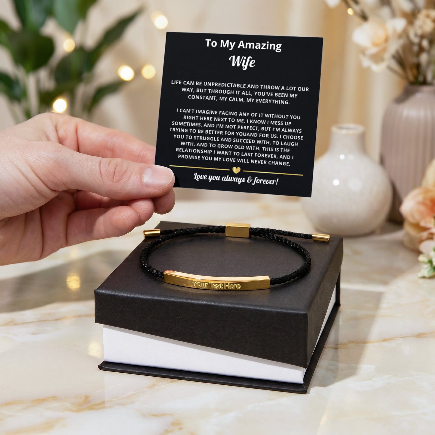 To My Amazing Wife Engraved Nylon Bar Bracelet