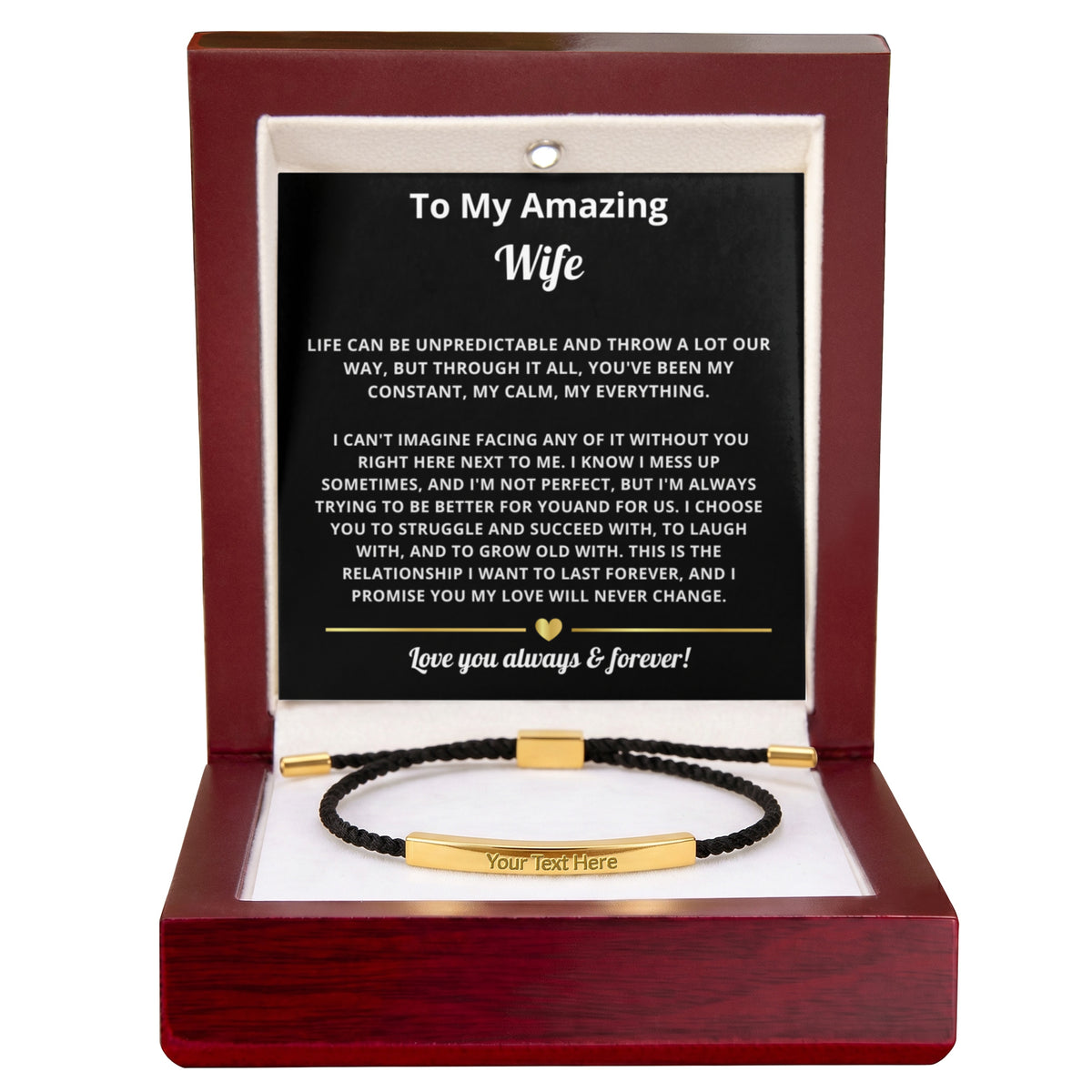 To My Amazing Wife Engraved Nylon Bar Bracelet