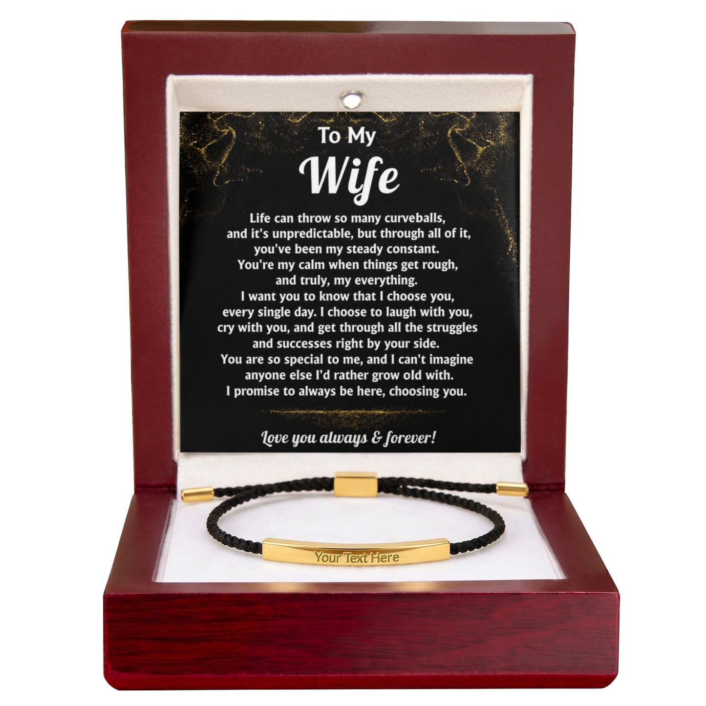 To My Wife Engraved Nylon Bar Bracelet