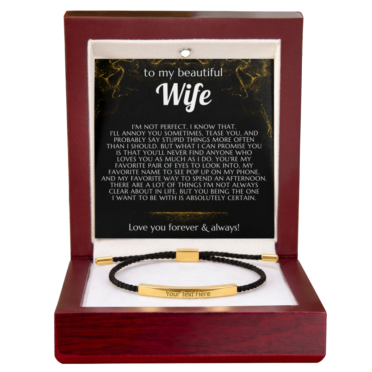 To My Wife Engraved Nylon Bar Bracelet