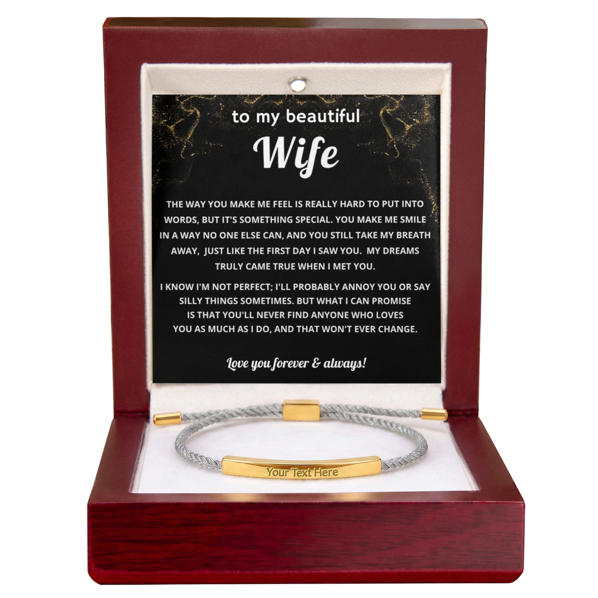 To My Wife Engraved Nylon Bar Bracelet