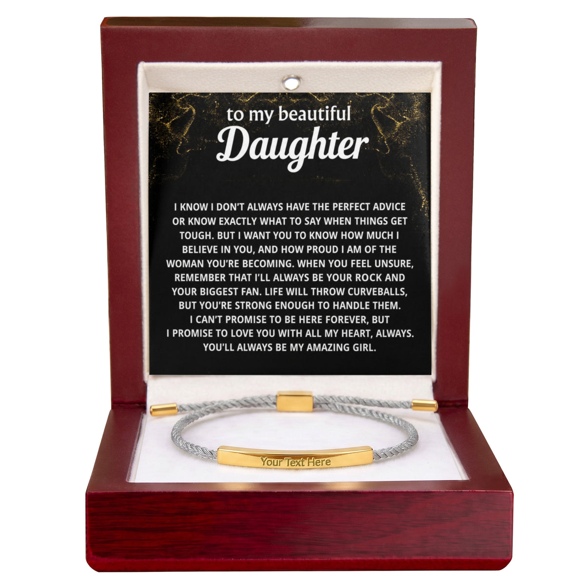 To My Daughter Engraved Nylon Bar Bracelet