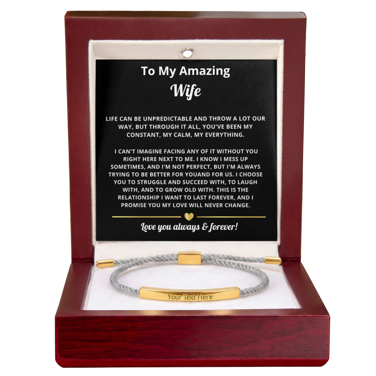 To My Amazing Wife Engraved Nylon Bar Bracelet