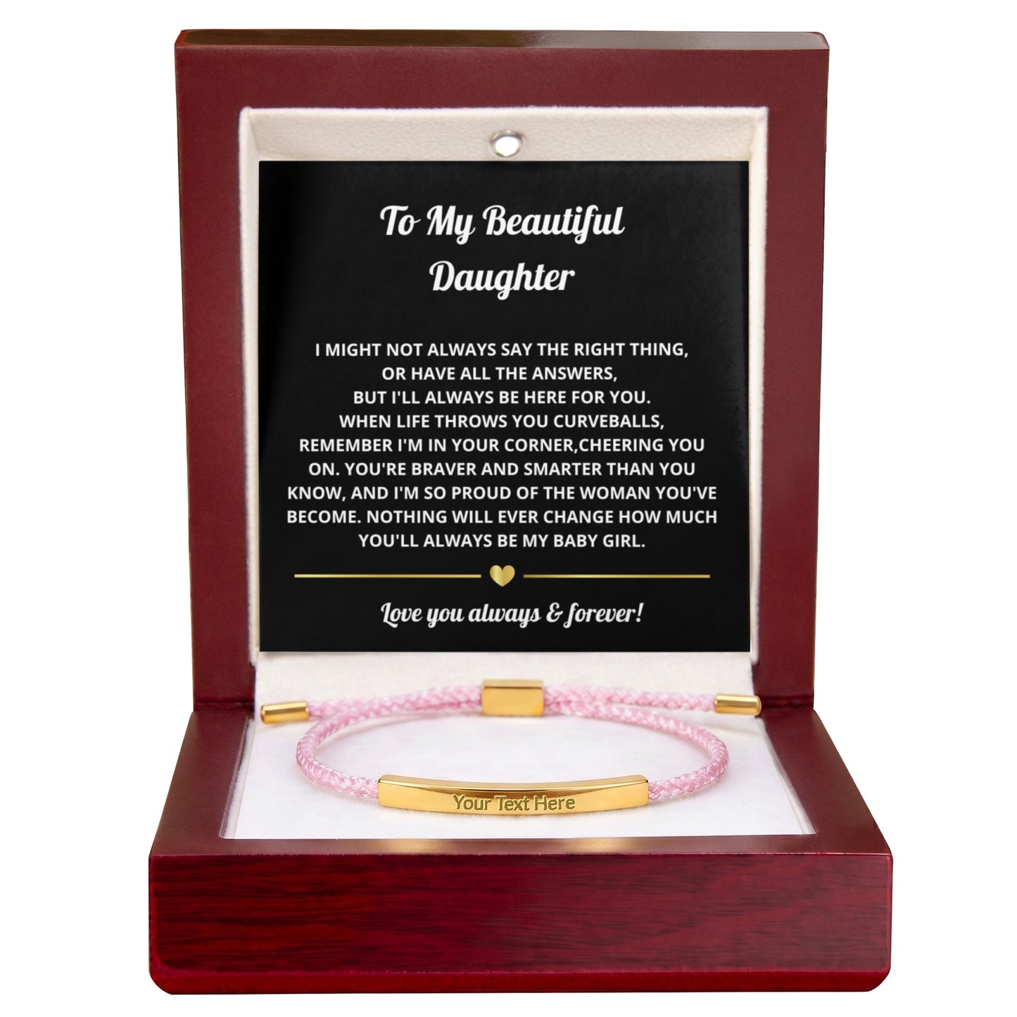 To My Daughter Engraved Nylon Bar Bracelet