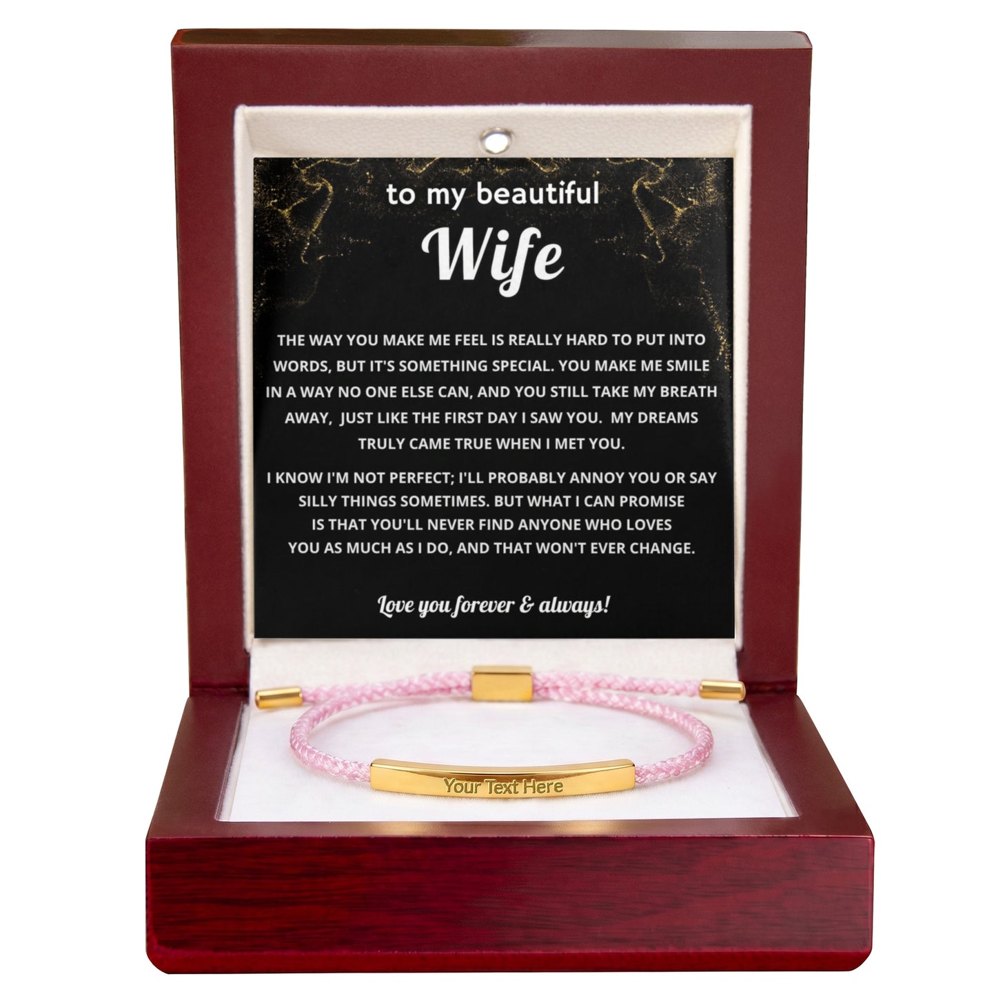 To My Wife Engraved Nylon Bar Bracelet