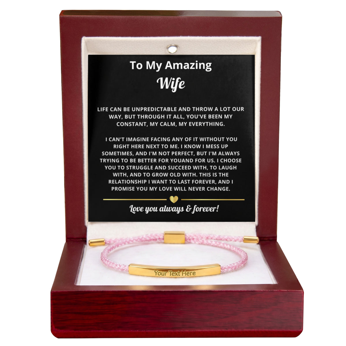 To My Amazing Wife Engraved Nylon Bar Bracelet