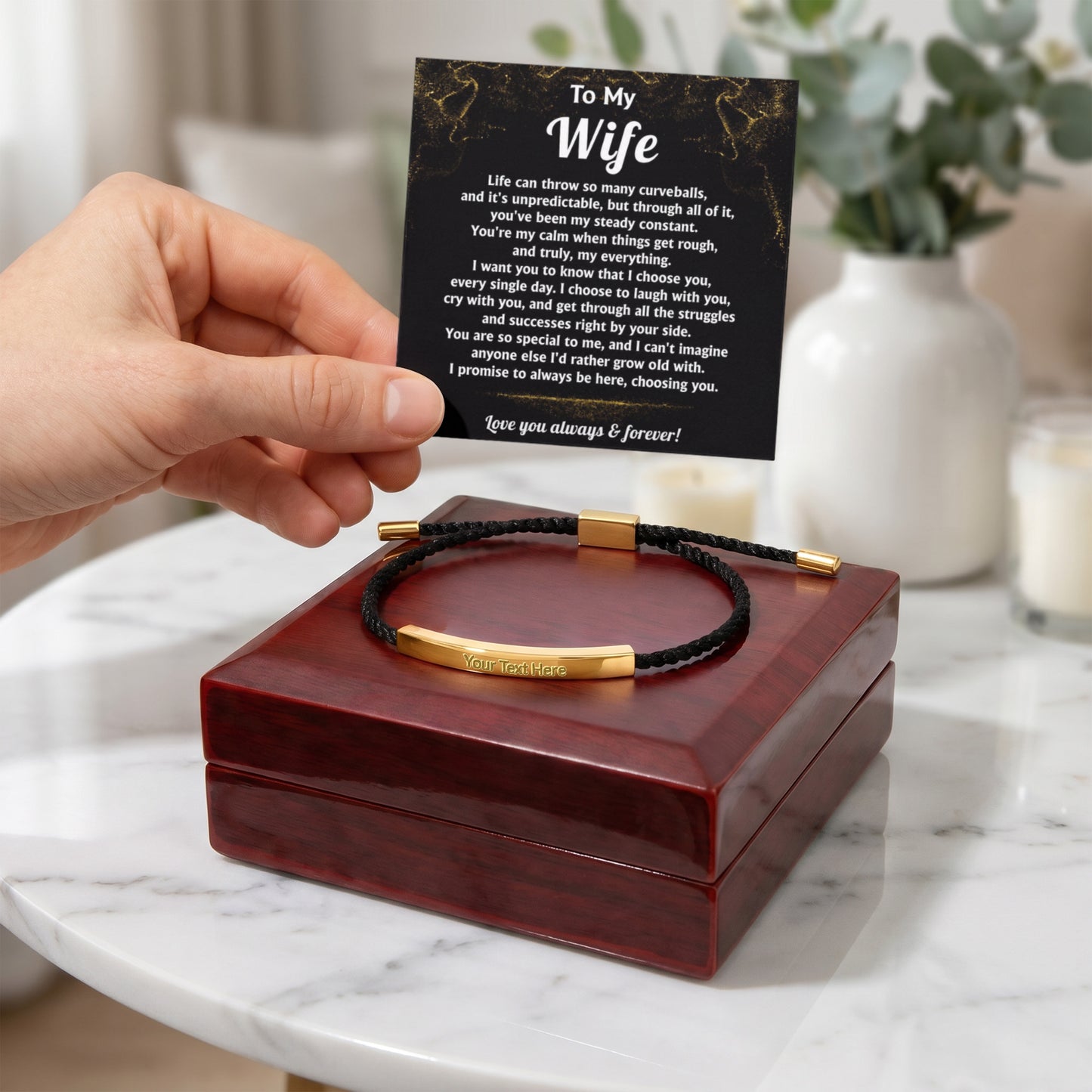 To My Wife Engraved Nylon Bar Bracelet