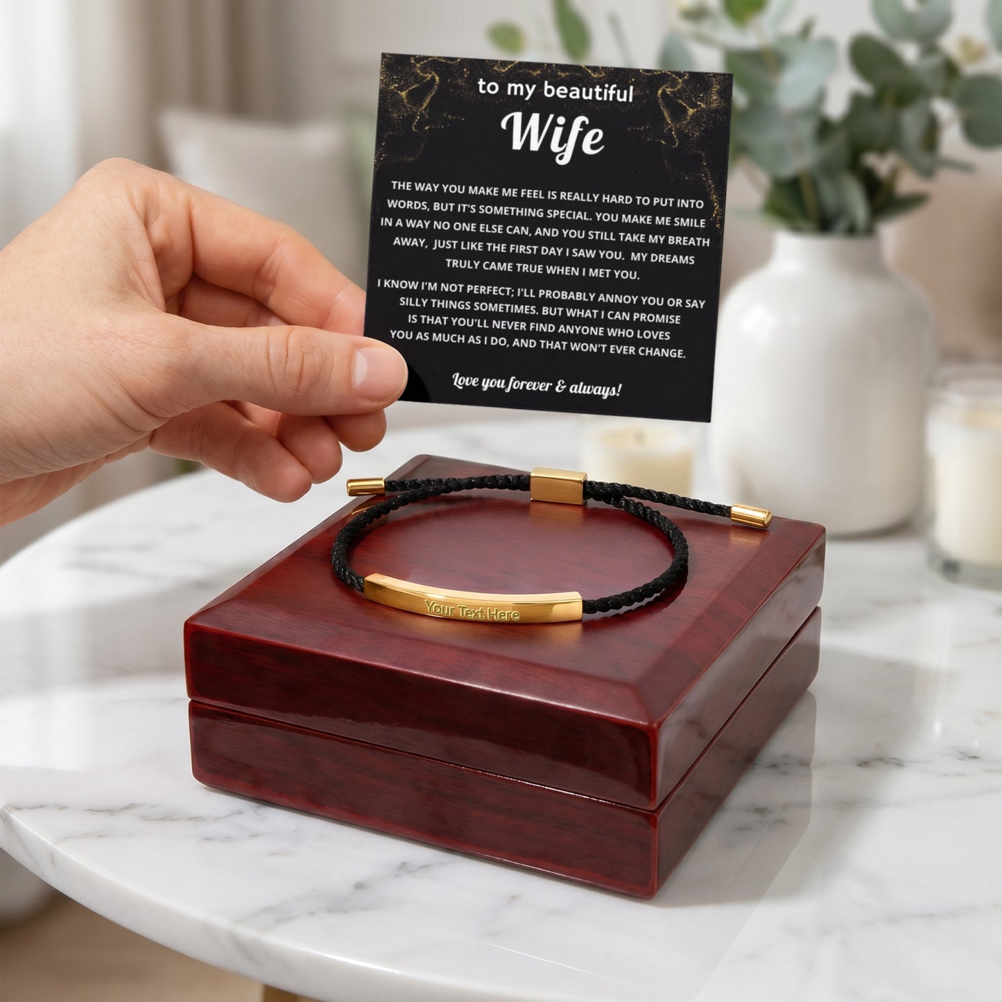 To My Wife Engraved Nylon Bar Bracelet