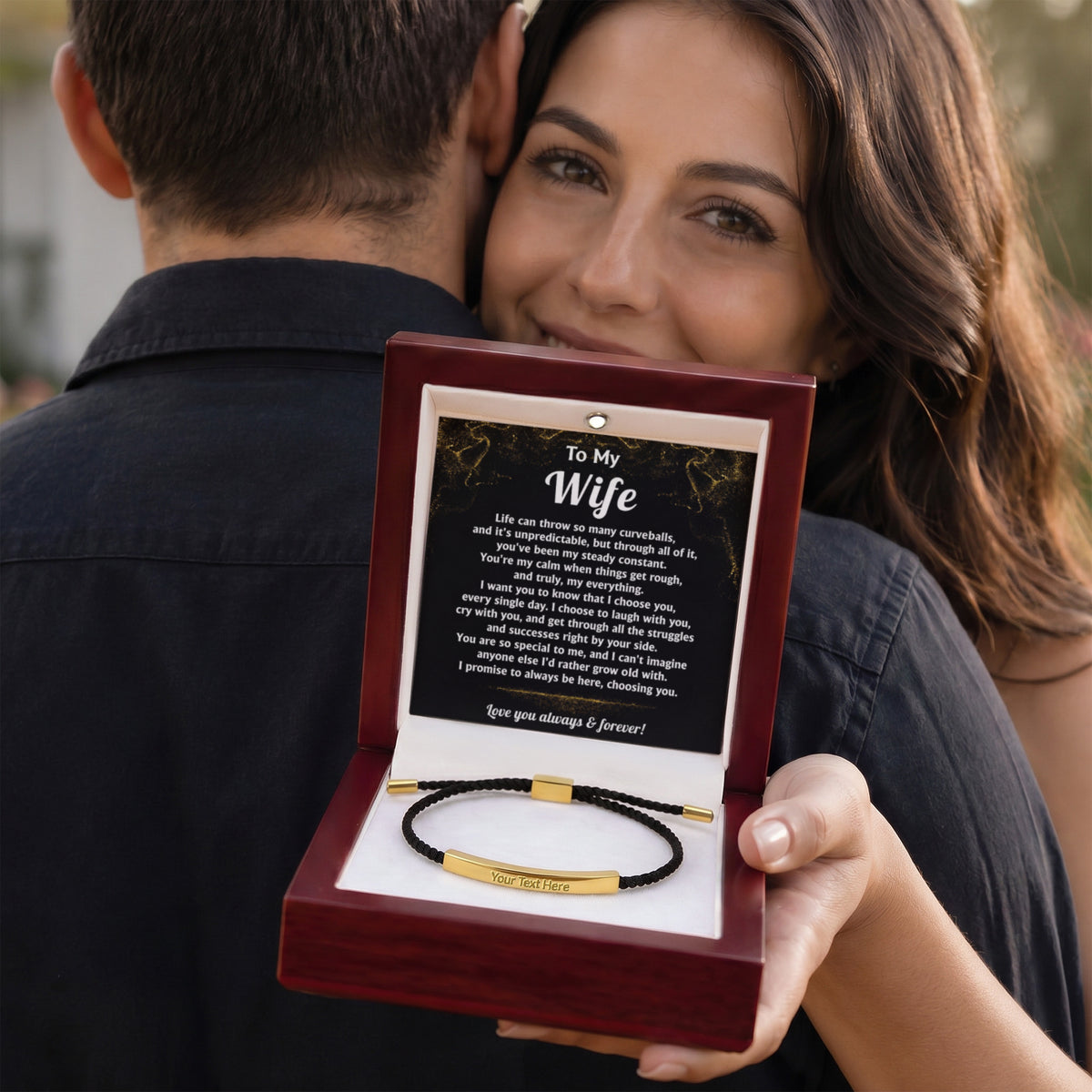 To My Wife Engraved Nylon Bar Bracelet