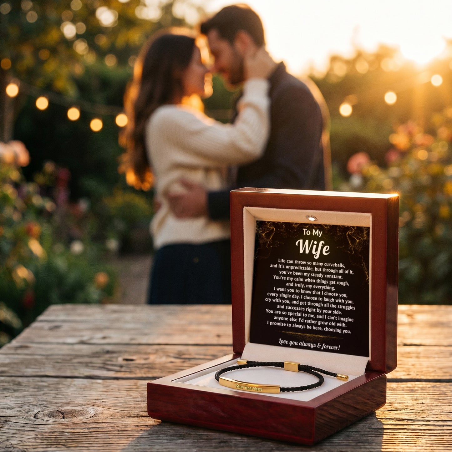 To My Wife Engraved Nylon Bar Bracelet
