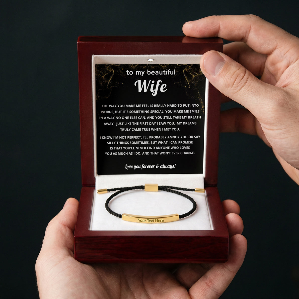 To My Wife Engraved Nylon Bar Bracelet