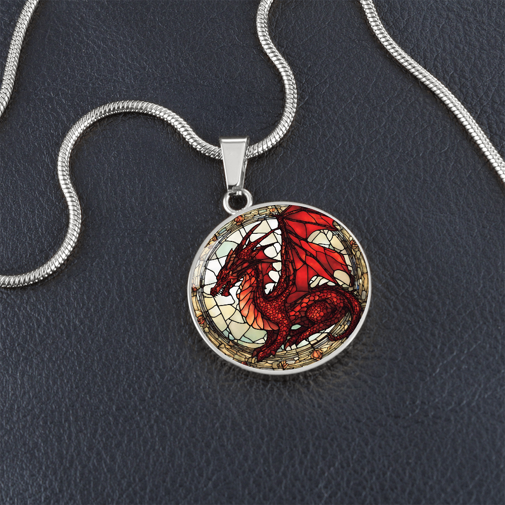 Red Dragon Engraved Necklace - Unique Jewelry for Dragon Lovers-[Heartfelt Family Gift]