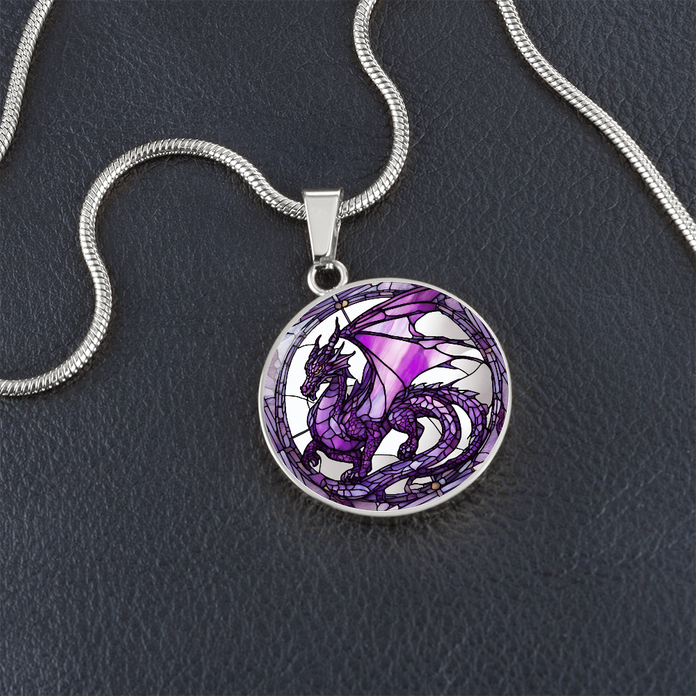 Engraved Purple Dragon Necklace - Unique Gift for Dragon Lovers-[Heartfelt Family Gift]
