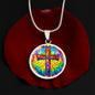 Stained Glass Style Cross Necklace
