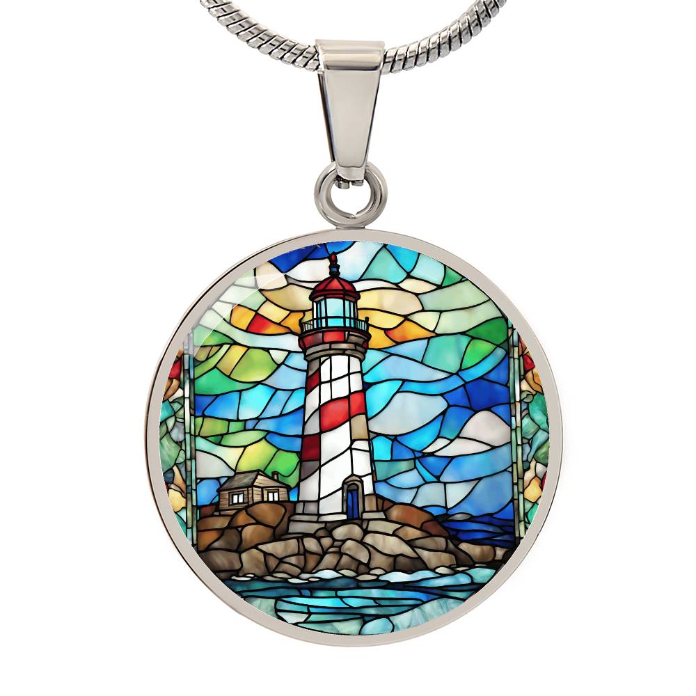 Lighthouse Engraved Necklace-[Heartfelt Family Gift]