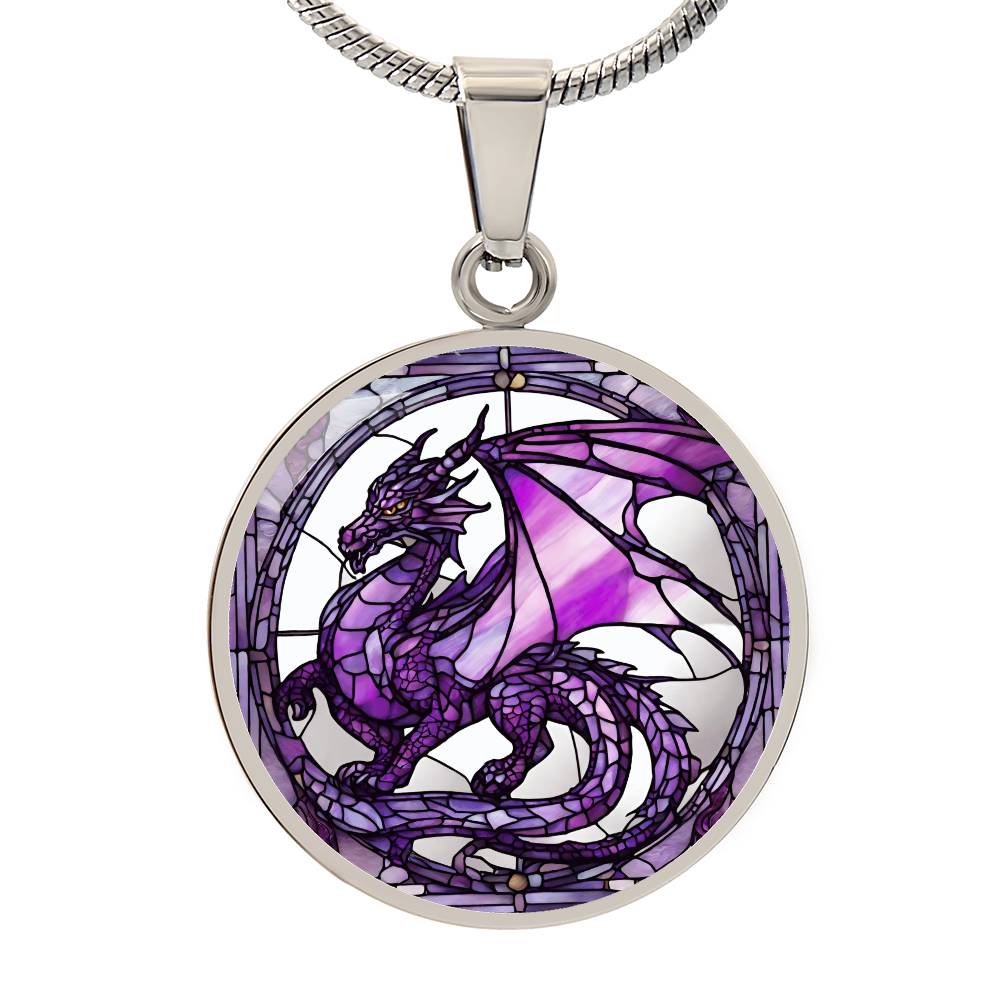 Engraved Purple Dragon Necklace - Unique Gift for Dragon Lovers-[Heartfelt Family Gift]