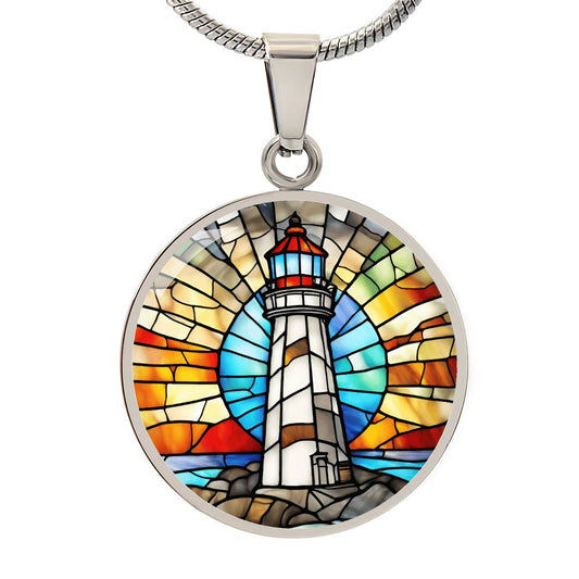 Lighthouse Beach Engraved Necklace-[Heartfelt Family Gift]