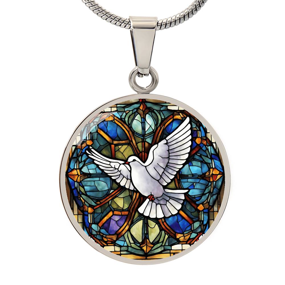 Engraved Dove Holy Spirit Necklace - Meaningful Religious Jewelry for Men and Women-[Heartfelt Family Gift]