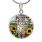 Cat  Sunflower Engraved Necklace - Handcrafted Feline Accessory-[Heartfelt Family Gift]